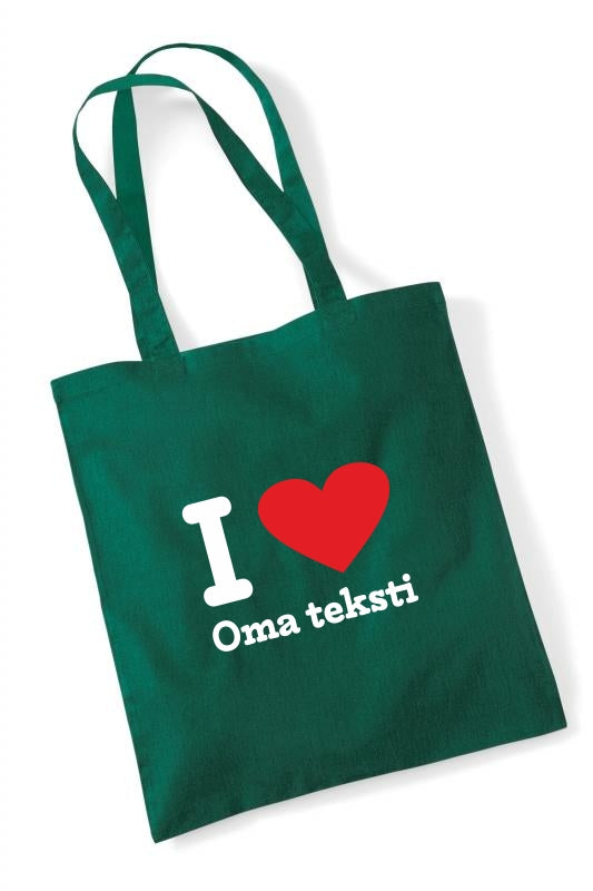 I Love [oma teksti] - kangaskassi