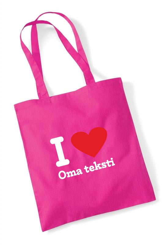 I Love [oma teksti] - kangaskassi