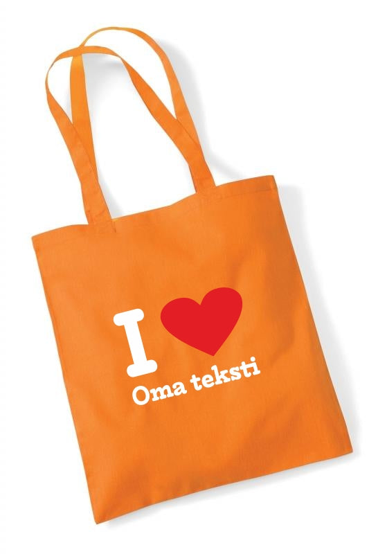 I Love [oma teksti] - kangaskassi