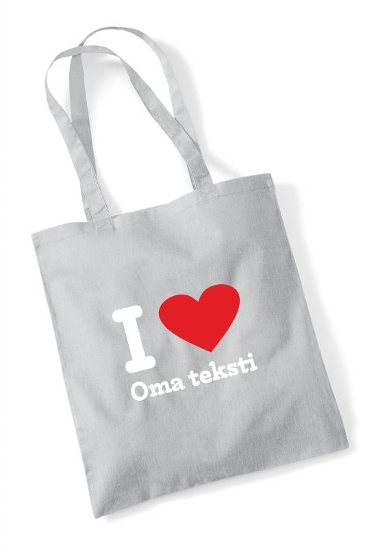 I Love [oma teksti] - kangaskassi