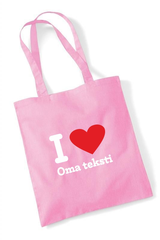 I Love [oma teksti] - kangaskassi